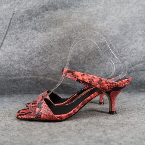 Marc Fisher Shoes Womens 7.5 Mule Sandal Kitten Heel Snake Double Strap Leather - Picture 4 of 14